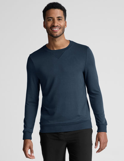 Beyond Yoga Men's Cozy Crew Pullover - Soft Terry, Relaxed Fit, Long Sleeve