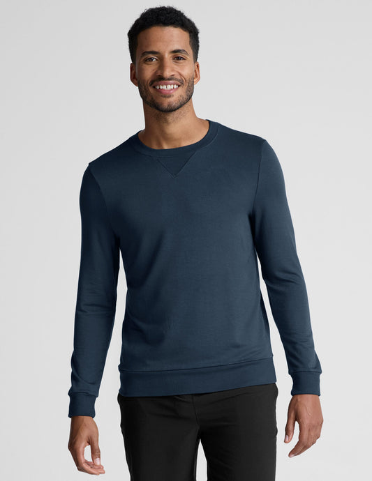Beyond Yoga Men's Cozy Crew Pullover - Soft Terry, Relaxed Fit, Long Sleeve