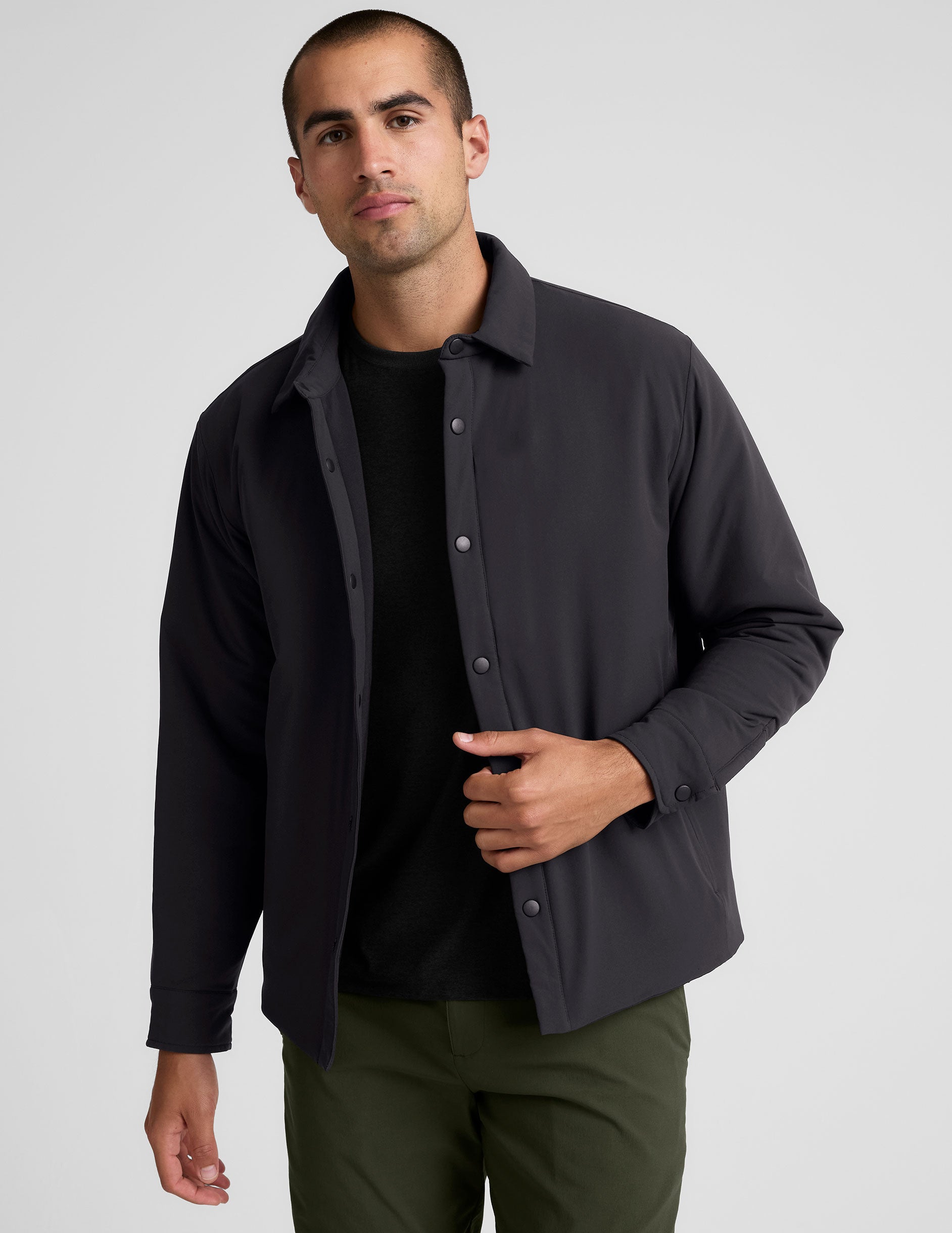 Men's Insulated Seasons Shirt Jacket: Breathable Stretch Woven, Hidden Pockets, Relaxed Fit