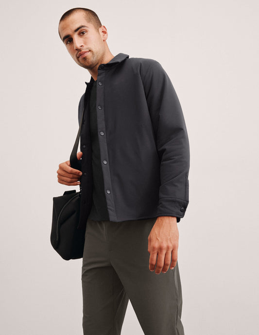 Men's Insulated Seasons Shirt Jacket: Breathable Stretch Woven, Hidden Pockets, Relaxed Fit
