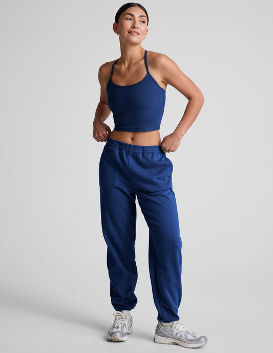 Luxurious Marine Blue Fleece Jogger Sweatpants for Ultimate Comfort & Style