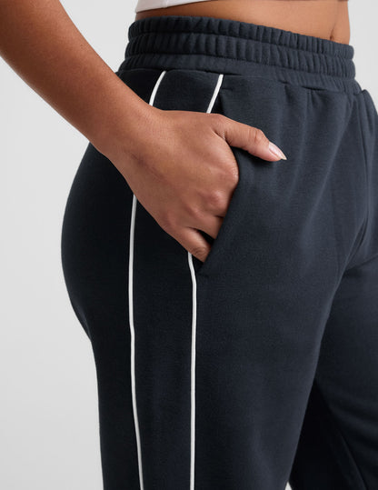 Luxurious LuxeFleece Piper Wide Leg Sweatpants with Stylish Contrast Piping