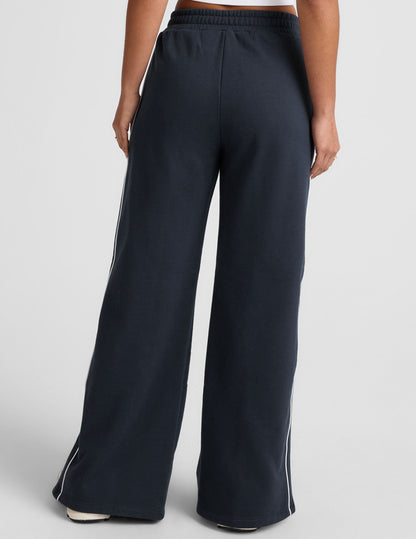 Luxurious LuxeFleece Piper Wide Leg Sweatpants with Stylish Contrast Piping