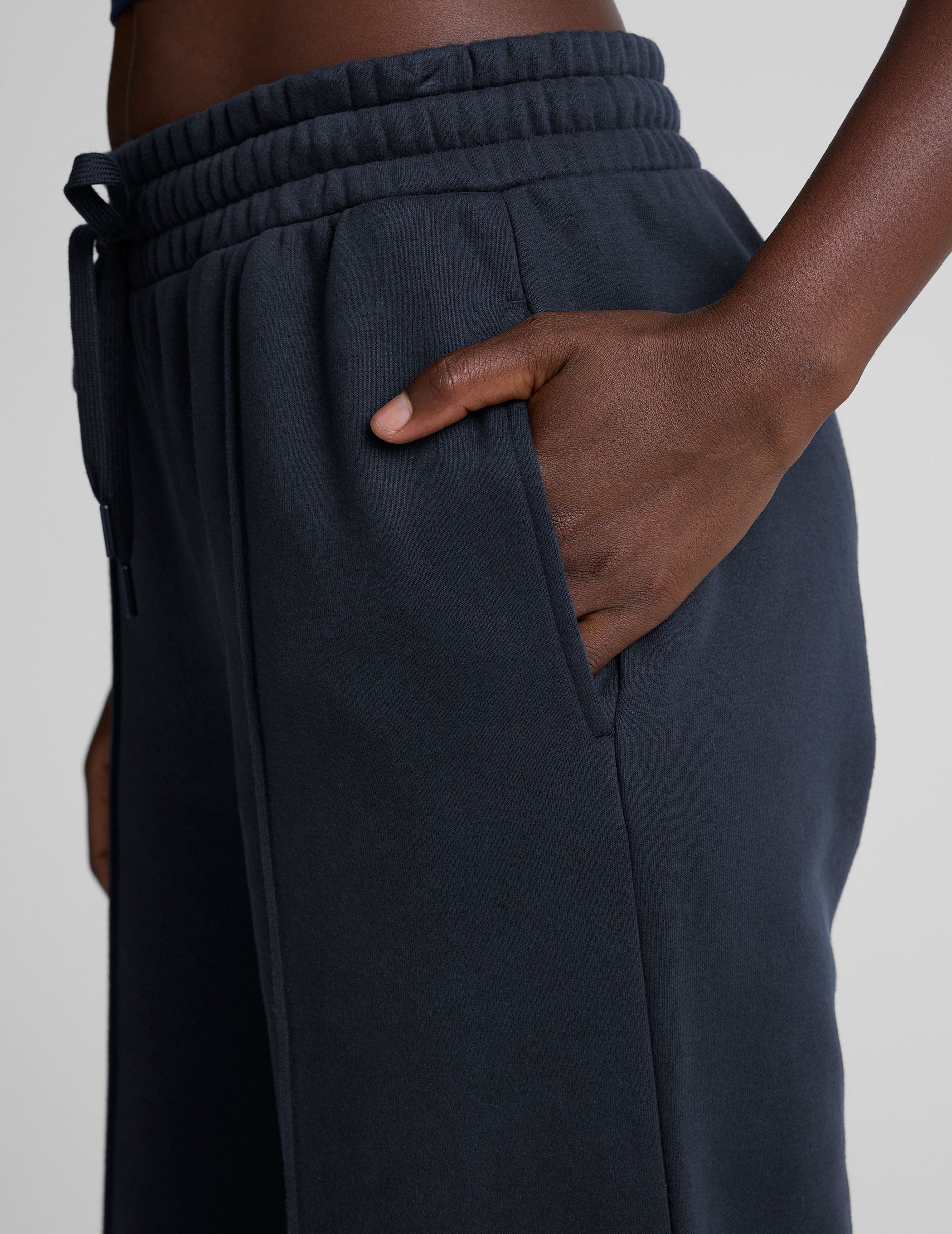 Ultra-Soft LuxeFleece Pintuck Wide Leg Pant: Cozy Navy Women's Sweatpants