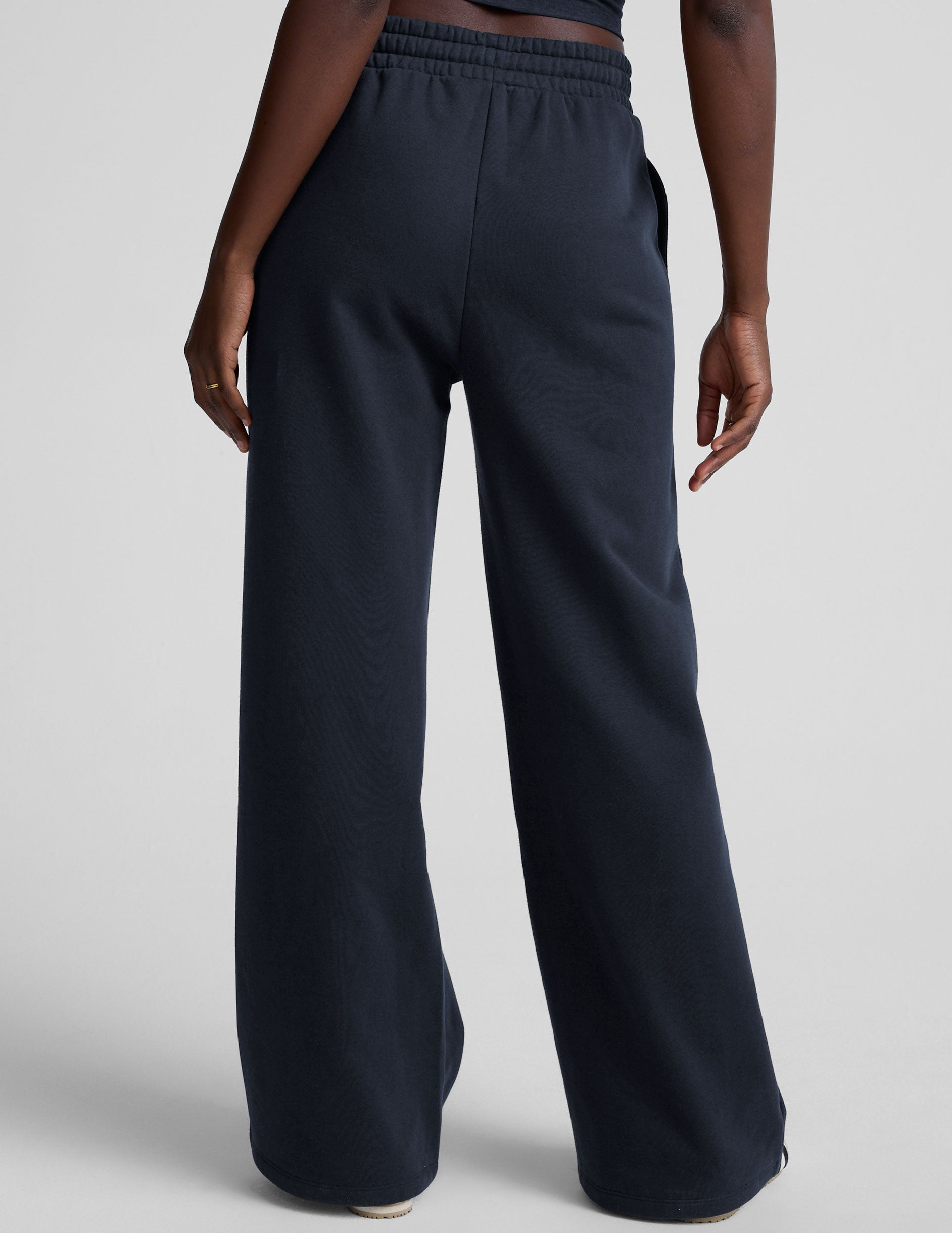 Ultra-Soft LuxeFleece Pintuck Wide Leg Pant: Cozy Navy Women's Sweatpants