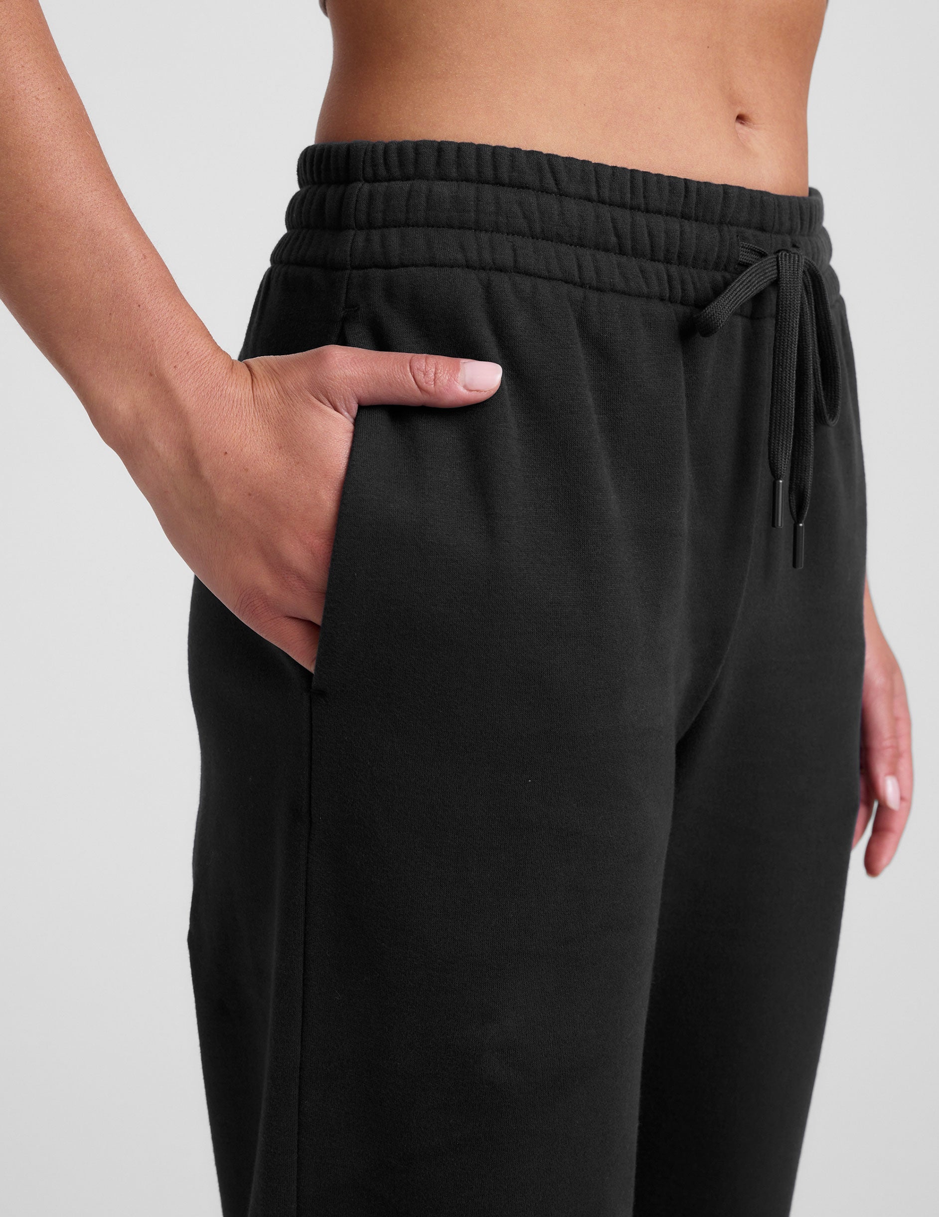 LuxeFleece Mid-Rise Side Slit Wide Leg Sweatpants: Ultra-Soft Relaxed Fit Drawcord Pants