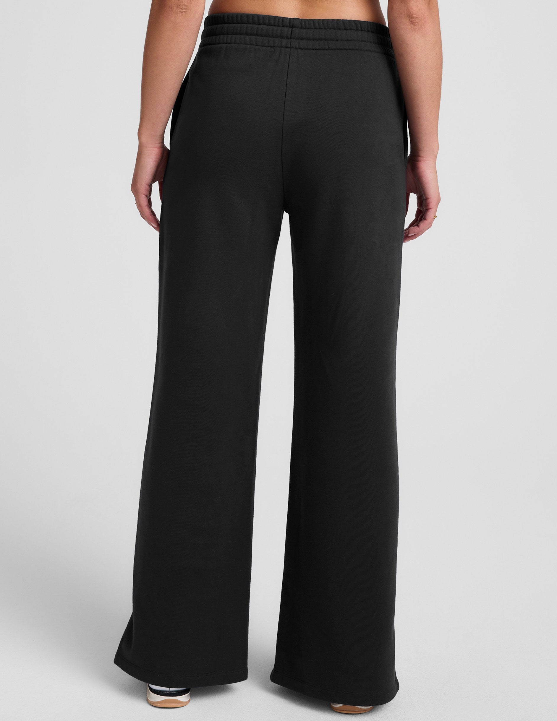 LuxeFleece Mid-Rise Side Slit Wide Leg Sweatpants: Ultra-Soft Relaxed Fit Drawcord Pants