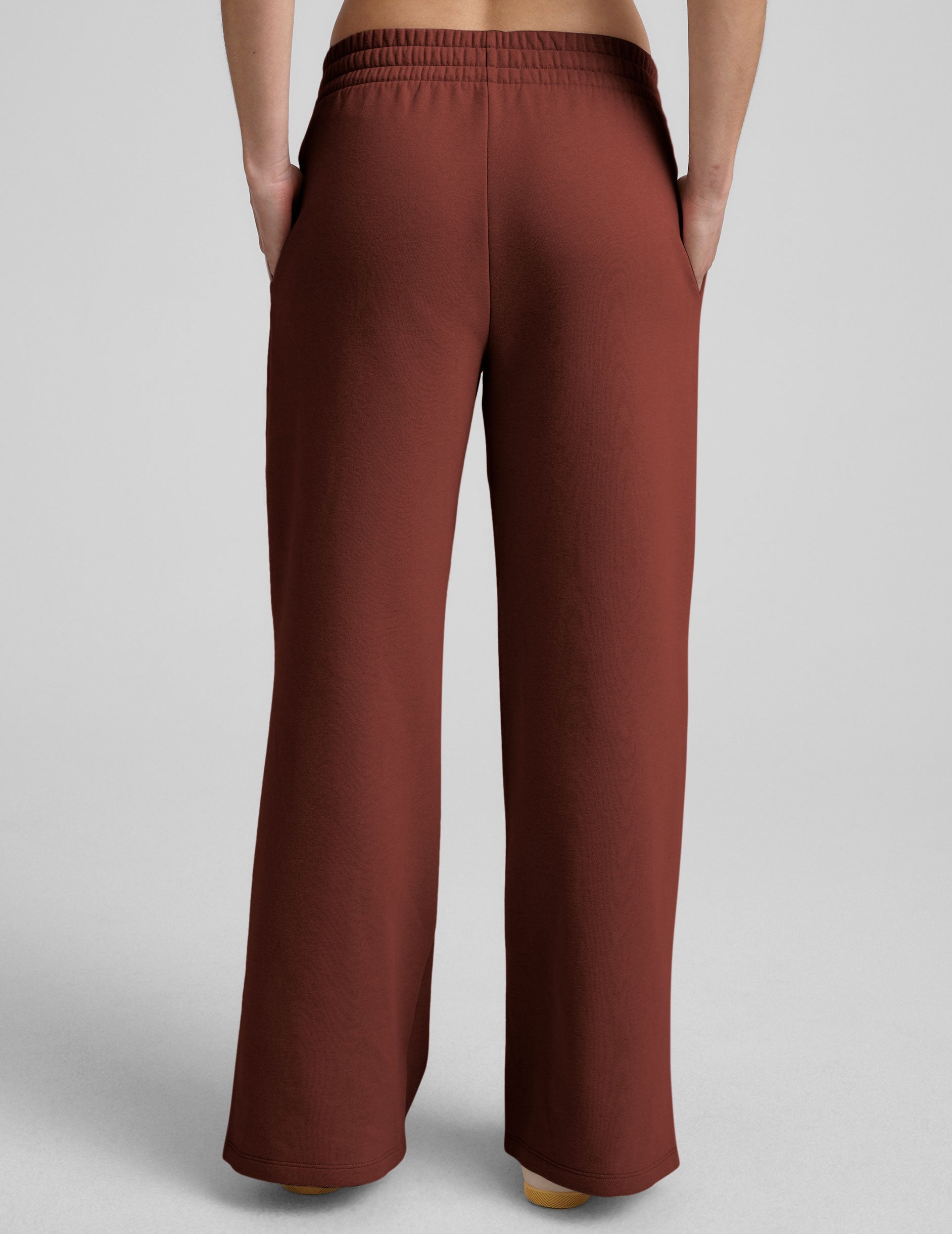 Cozy LuxeFleece Side Slit Wide Leg Sweatpants with Drawcord Mid-Rise Waist