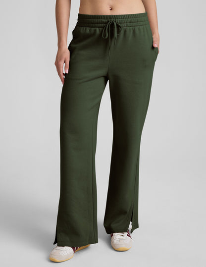 LuxeFleece Mid-Rise Wide Leg Sweatpants with Side Slits and Drawcord