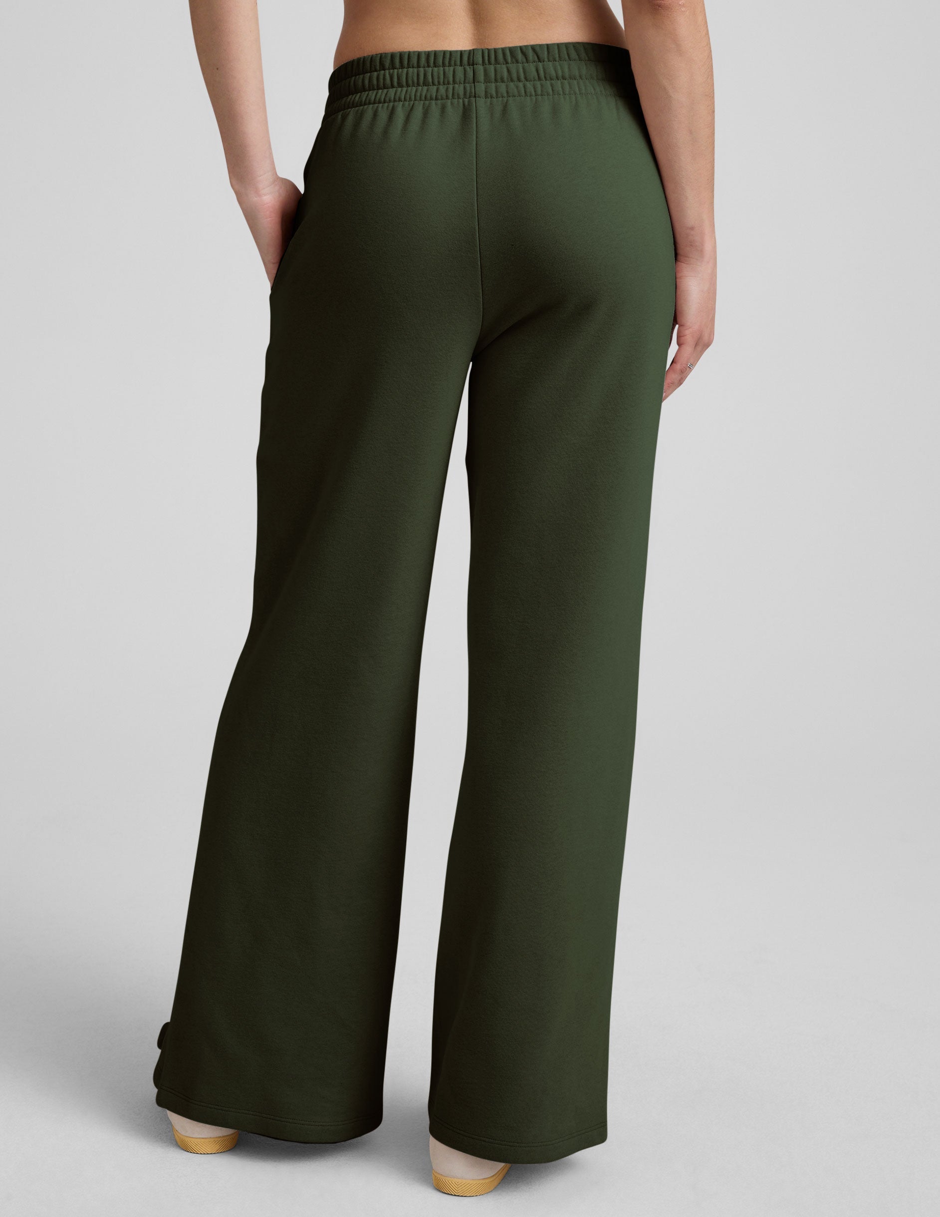 LuxeFleece Mid-Rise Wide Leg Sweatpants with Side Slits and Drawcord