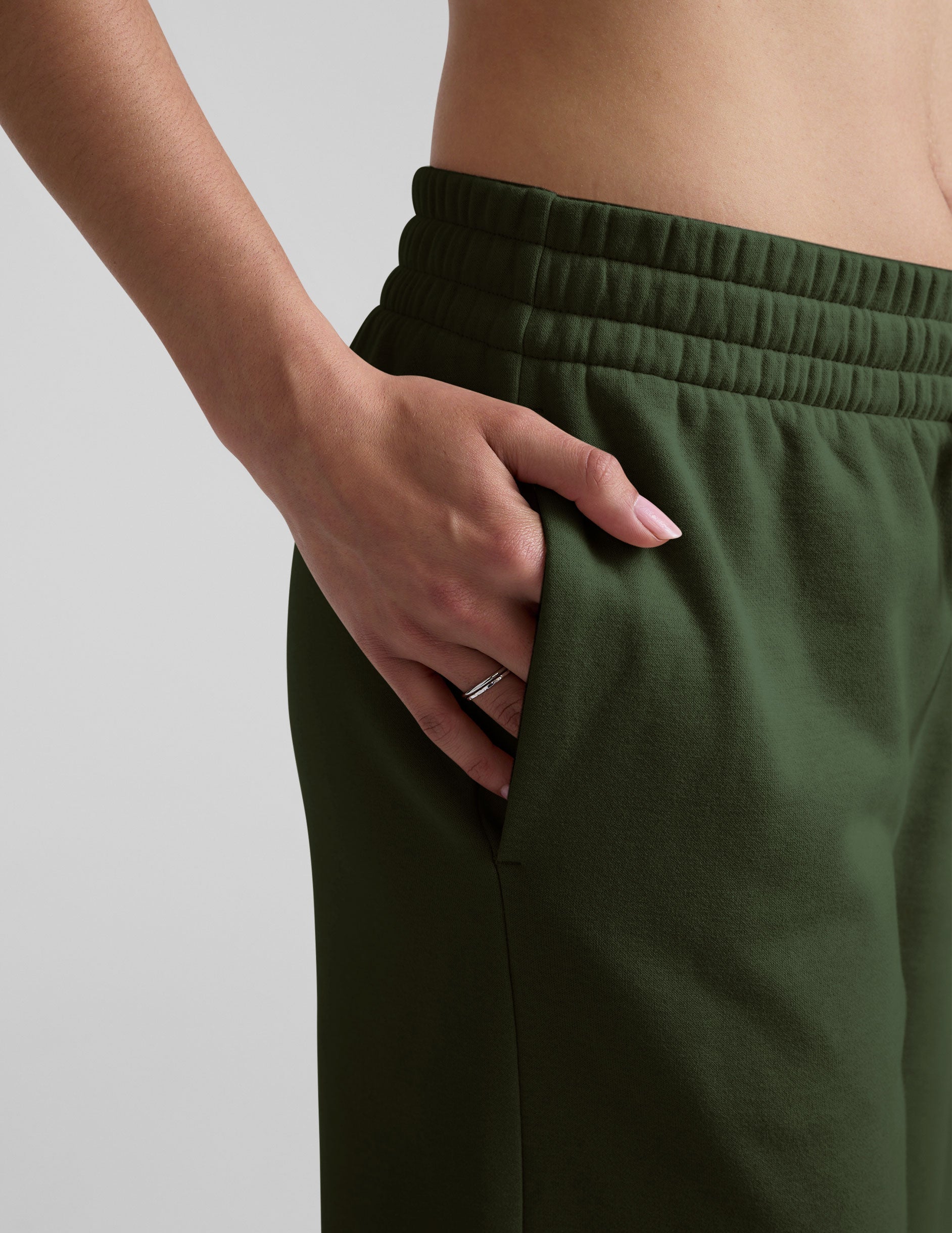 LuxeFleece Mid-Rise Wide Leg Sweatpants with Side Slits and Drawcord