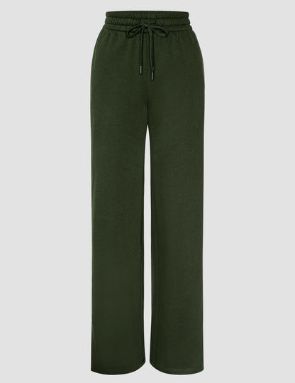 LuxeFleece Mid-Rise Wide Leg Sweatpants with Side Slits and Drawcord