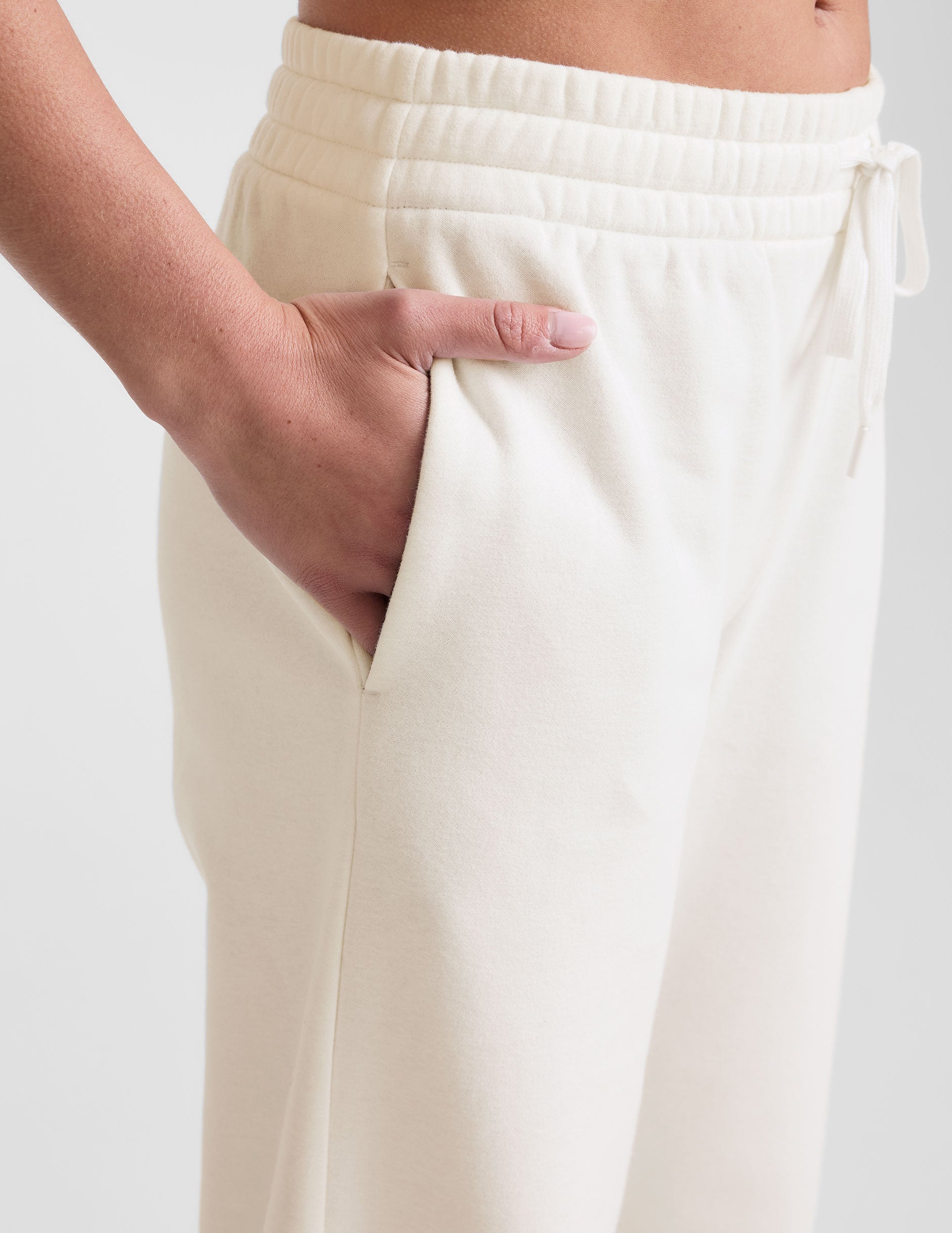 Cozy LuxeFleece Mid-Rise Wide Leg Sweatpants with Side Slits and Drawcord