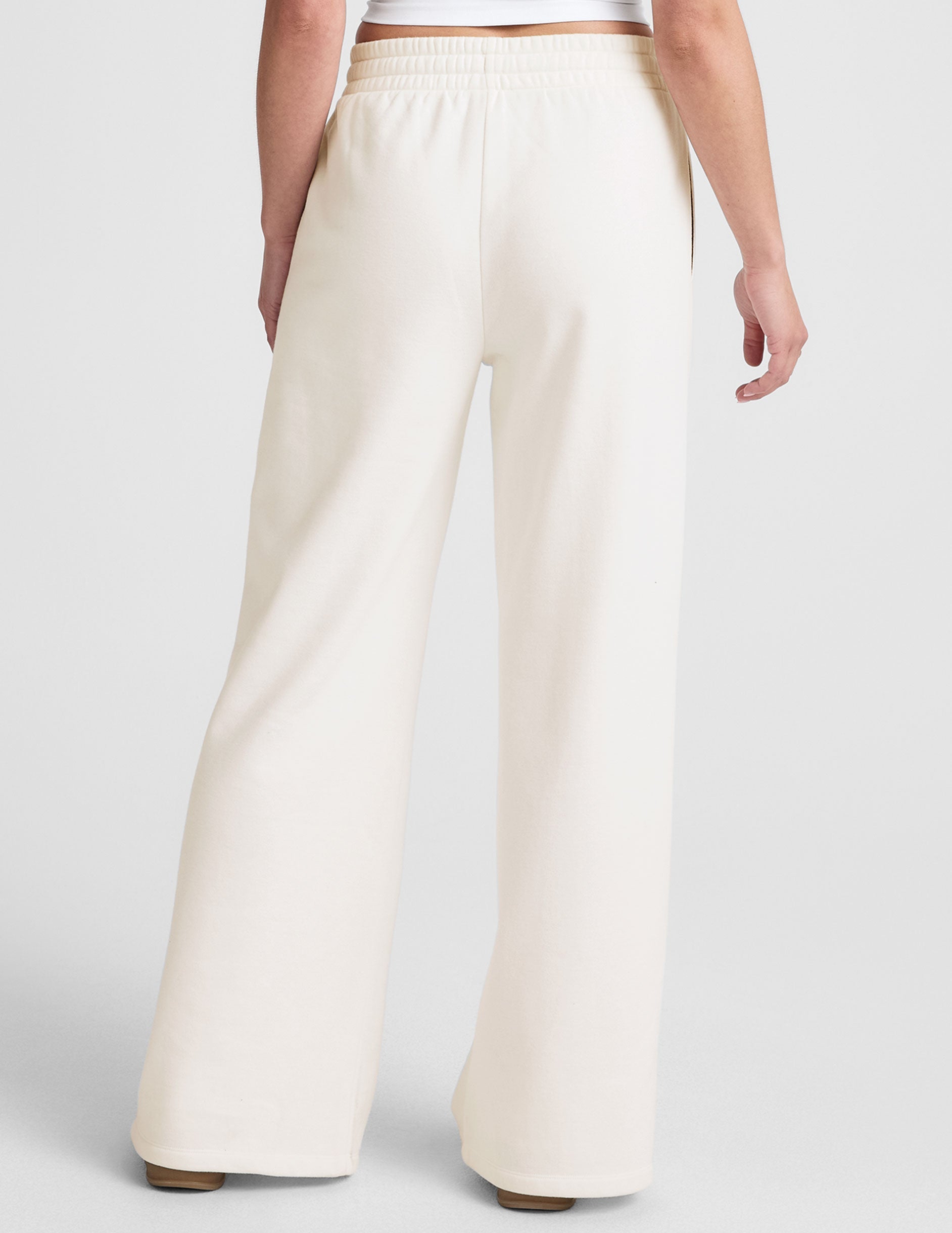 Cozy LuxeFleece Mid-Rise Wide Leg Sweatpants with Side Slits and Drawcord