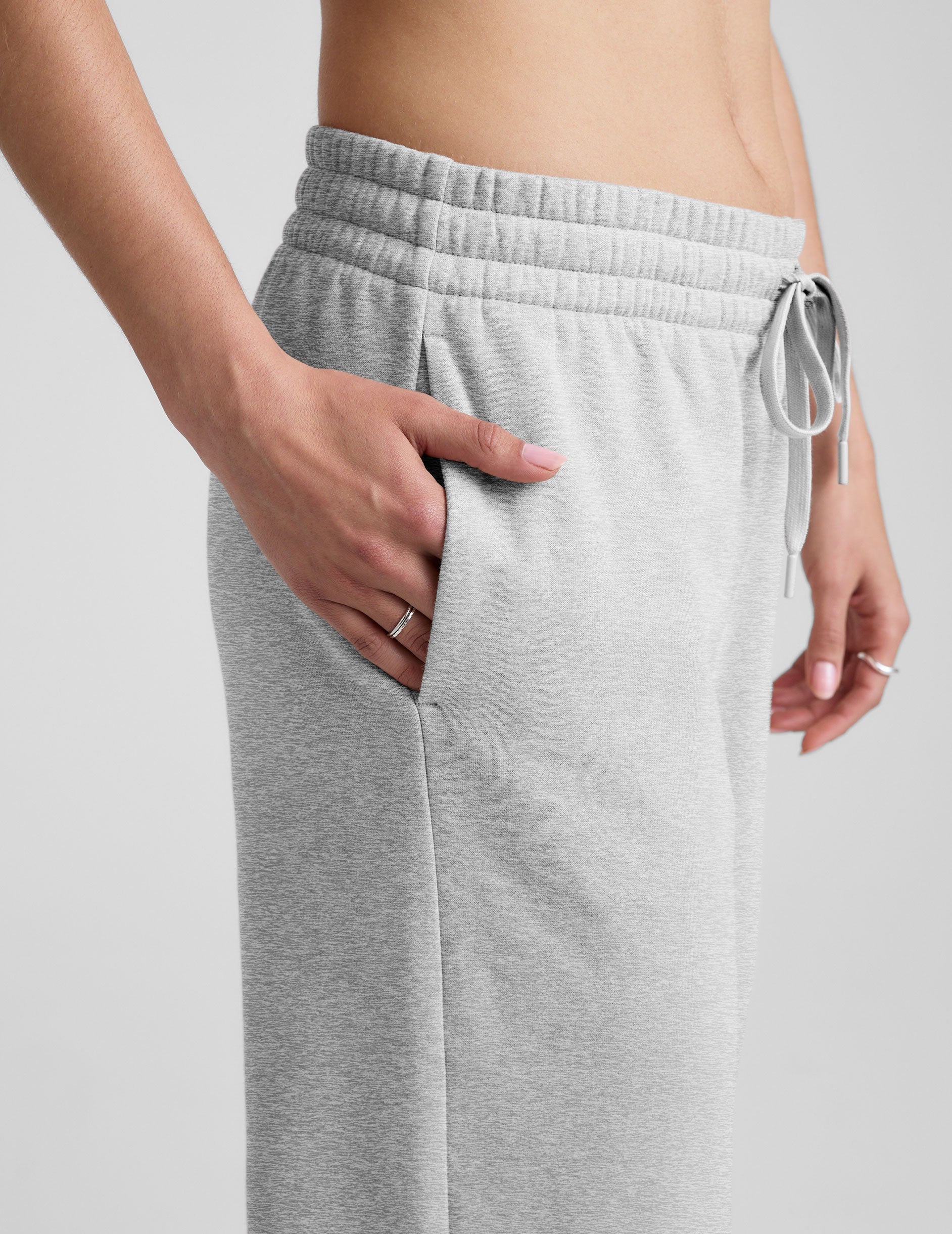 Women's LuxeFleece Soft Mid-Rise Wide Leg Sweatpants with Side Slits