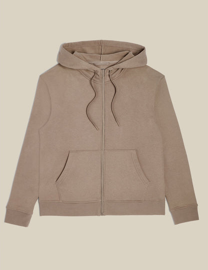 Cozy Universal Fit Zip-Up Hoodie for All Genders with Pockets & Ribbed Trim