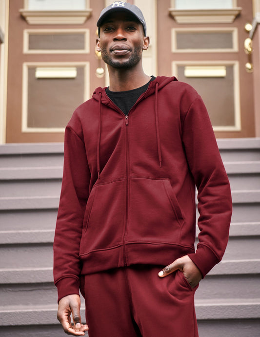 Cozy LuxeFleece Universal Fit Zip Hoodie with Pockets and Ribbed Trim