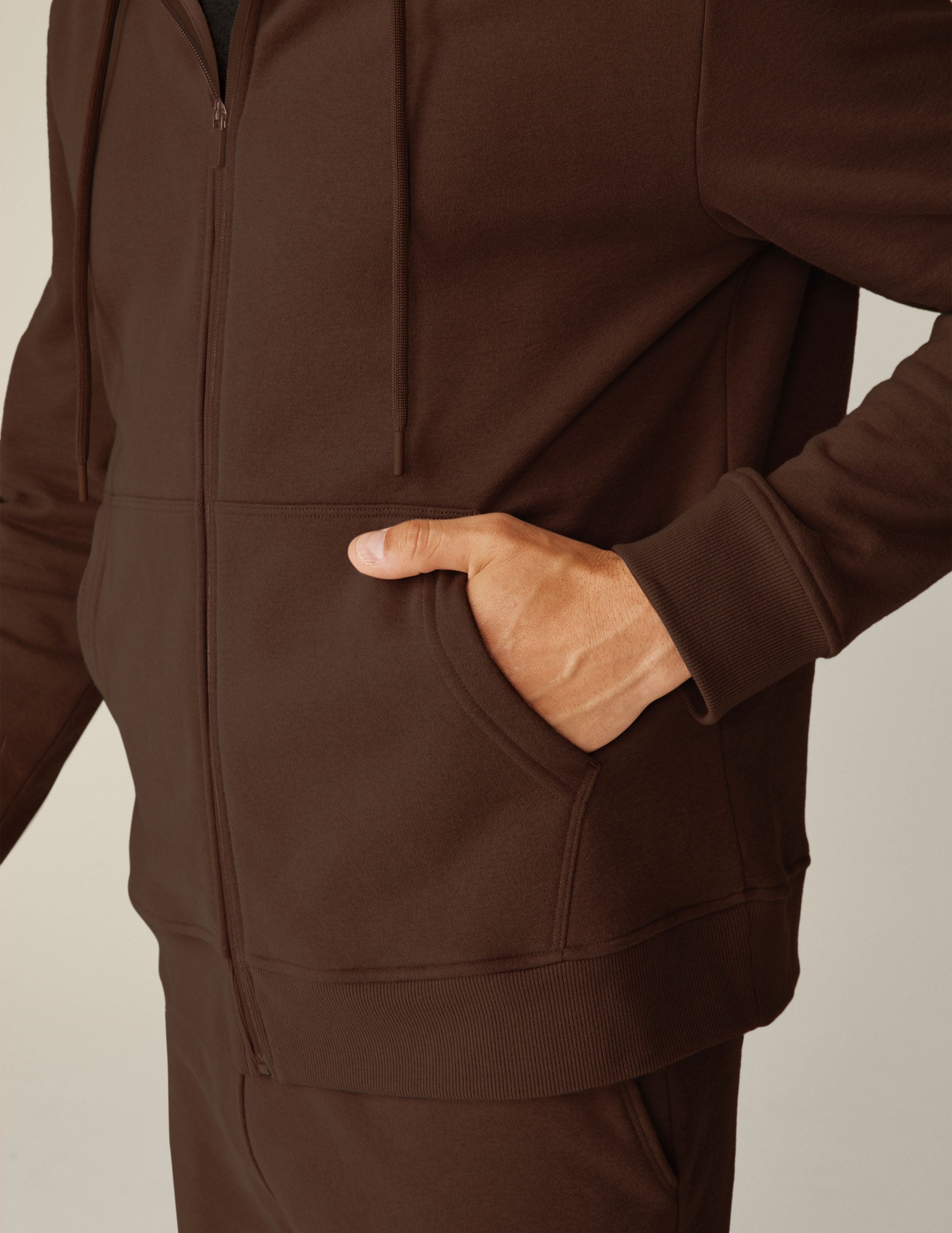 Cozy Universal Fit Espresso Zip Front Hoodie for Everyday Comfort