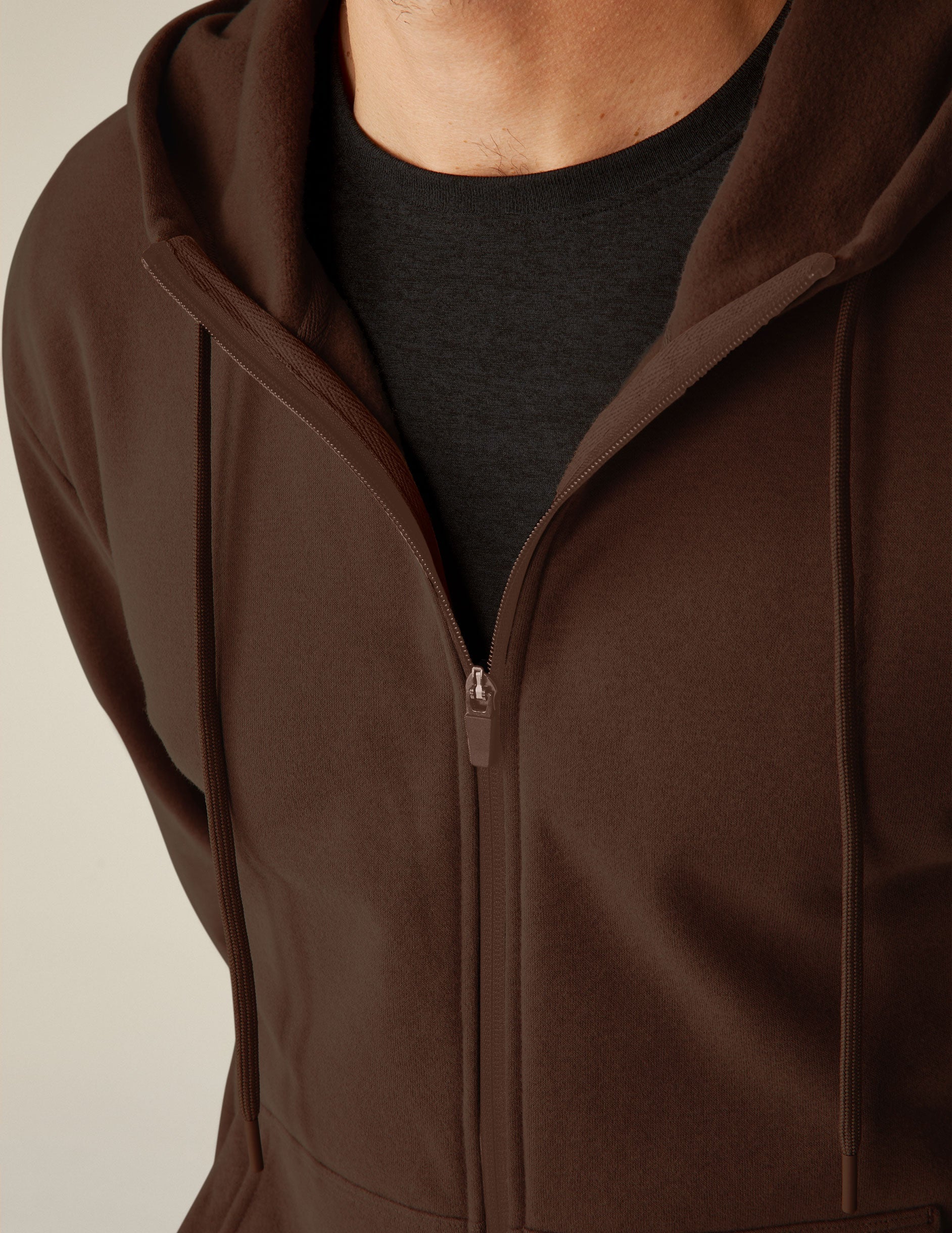 Cozy Universal Fit Espresso Zip Front Hoodie for Everyday Comfort