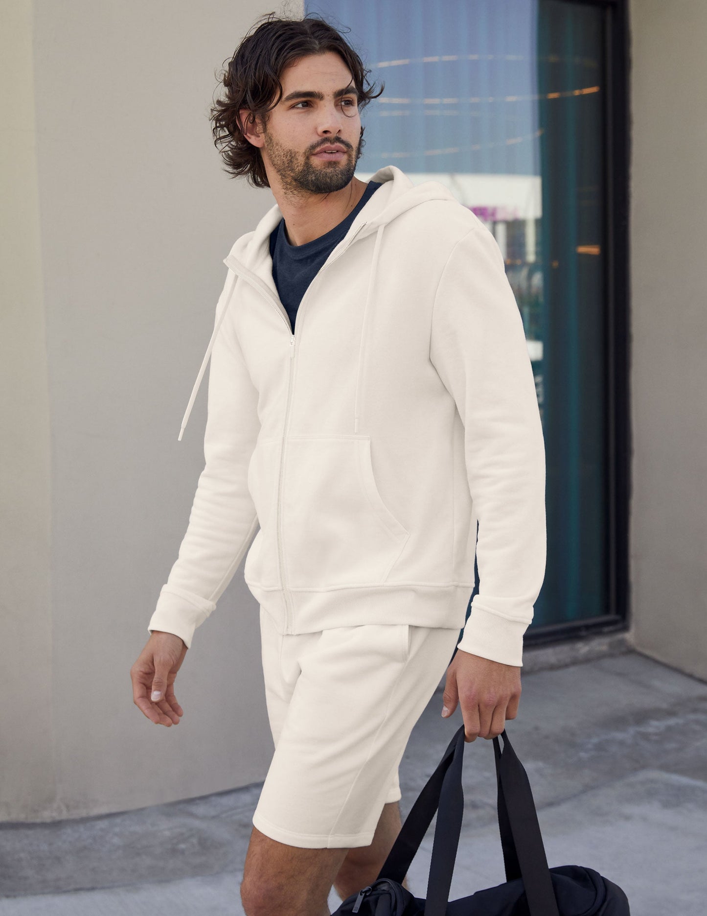 Comfy Universal Fit Zip-Front Hoodie: Ribbed Trim, Pockets, Dropped Shoulders