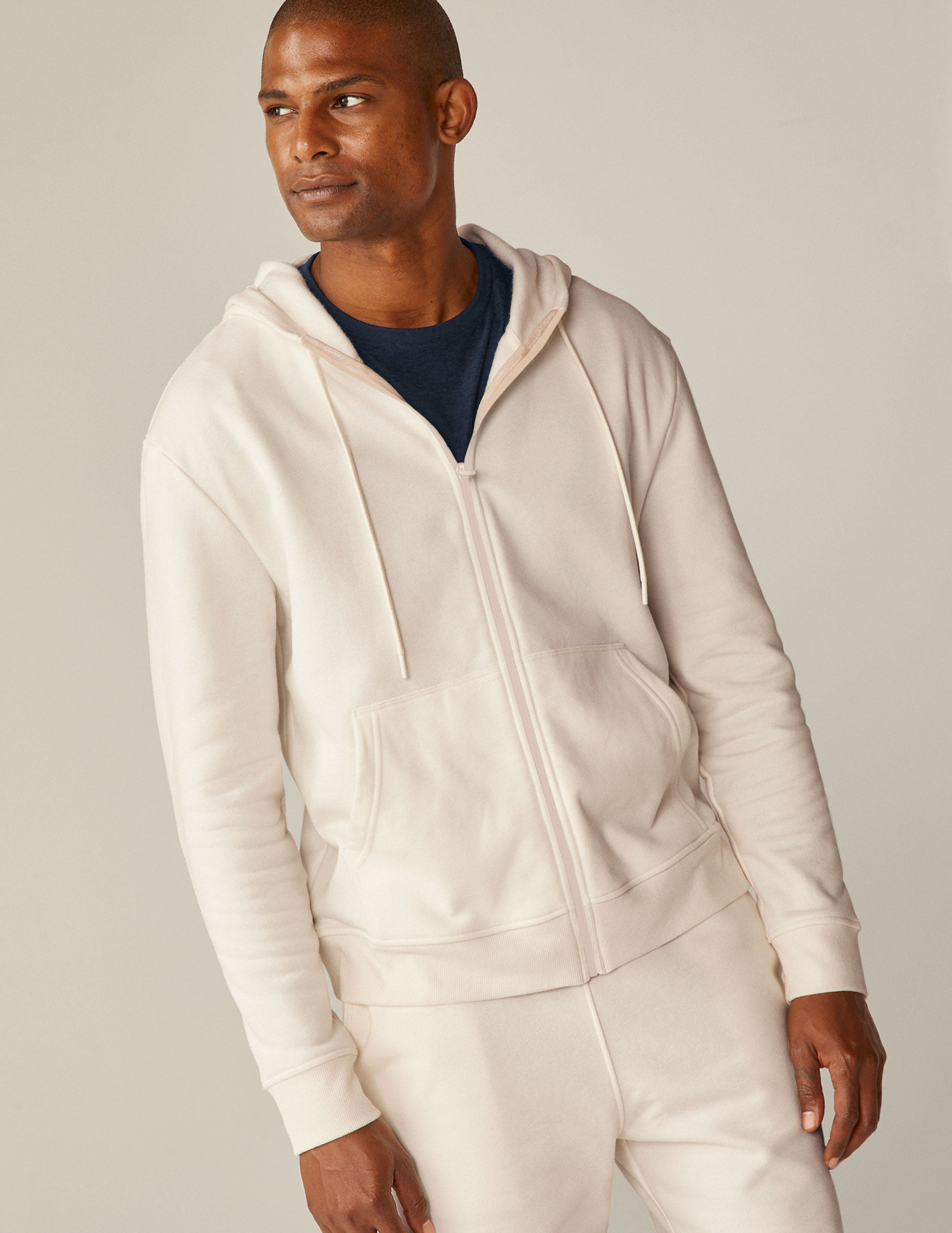 Comfy Universal Fit Zip-Front Hoodie: Ribbed Trim, Pockets, Dropped Shoulders