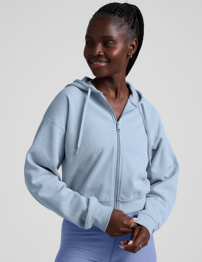 Luxurious LuxeFleece Zip-Up Hoodie: Ultimate Softness, Relaxed Fit, Blue Zen Comfort