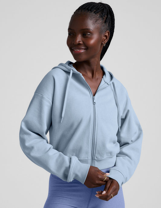 Luxurious LuxeFleece Zip-Up Hoodie: Ultimate Softness, Relaxed Fit, Blue Zen Comfort