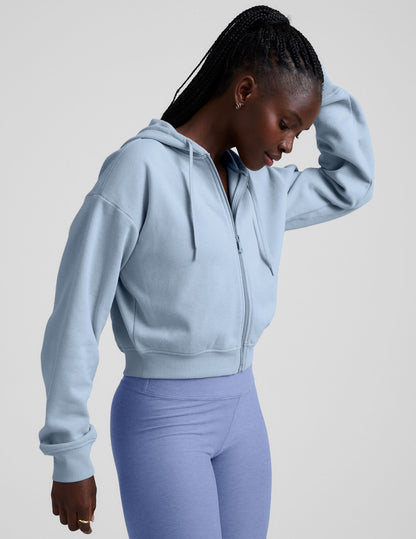 Luxurious LuxeFleece Zip-Up Hoodie: Ultimate Softness, Relaxed Fit, Blue Zen Comfort