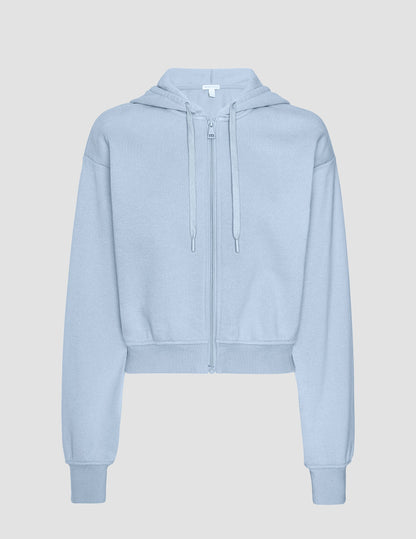 Luxurious LuxeFleece Zip-Up Hoodie: Ultimate Softness, Relaxed Fit, Blue Zen Comfort