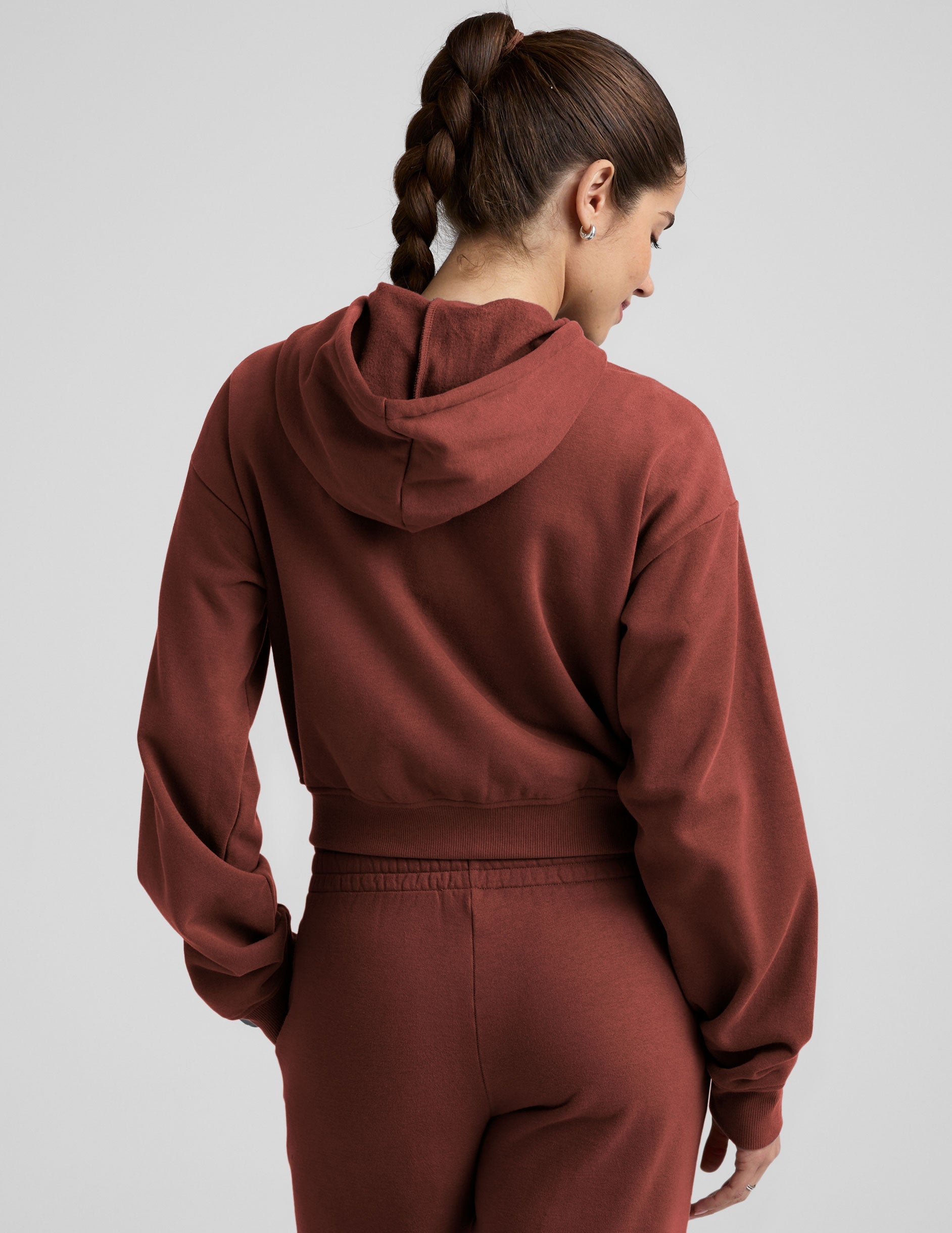 Cozy LuxeFleece Full Zip Hoodie with Drawstring Hood and Ribbed Details