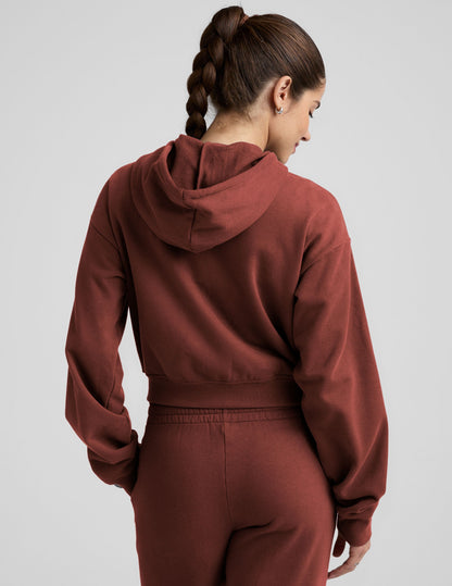 Cozy LuxeFleece Full Zip Hoodie with Drawstring Hood and Ribbed Details