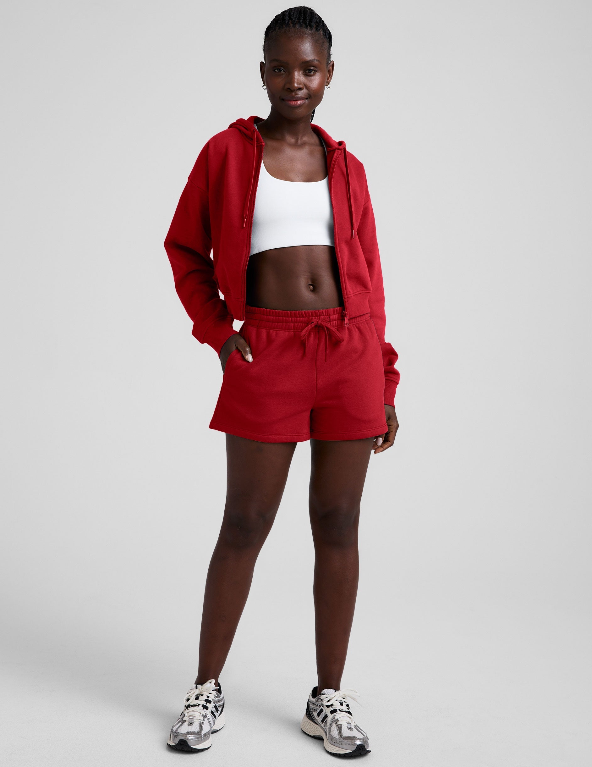 Soft LuxeFleece Holly Red Zip-Up Hoodie - Cozy, Relaxed Fit, Drawstring