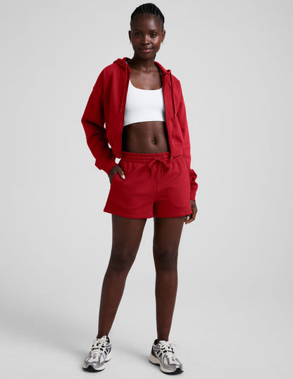 Soft LuxeFleece Holly Red Zip-Up Hoodie - Cozy, Relaxed Fit, Drawstring