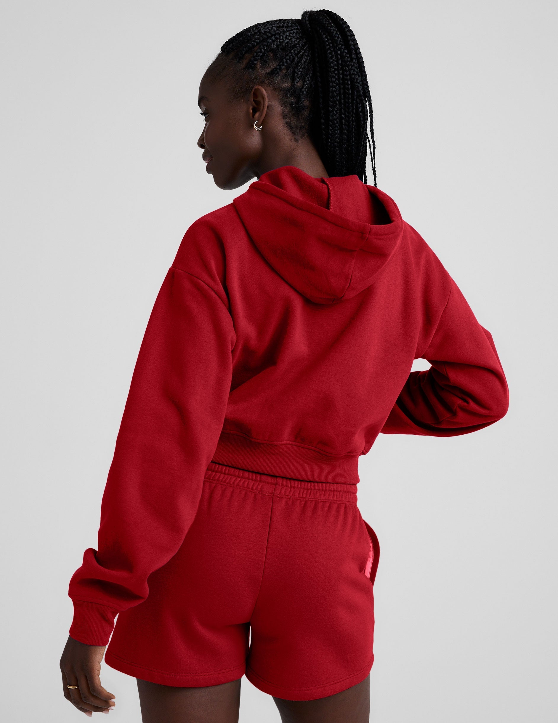 Soft LuxeFleece Holly Red Zip-Up Hoodie - Cozy, Relaxed Fit, Drawstring