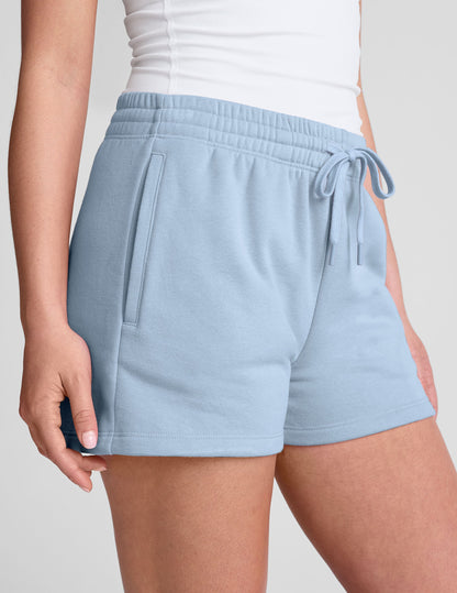 Luxurious LuxeFleece Mid-Rise Sweat Shorts: Ultimate Comfort, Relaxed Fit, Blue Zen