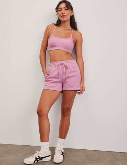 Ultra-Soft LuxeFleece Pink Sweat Shorts with Pockets, Adjustable Drawstring Waist
