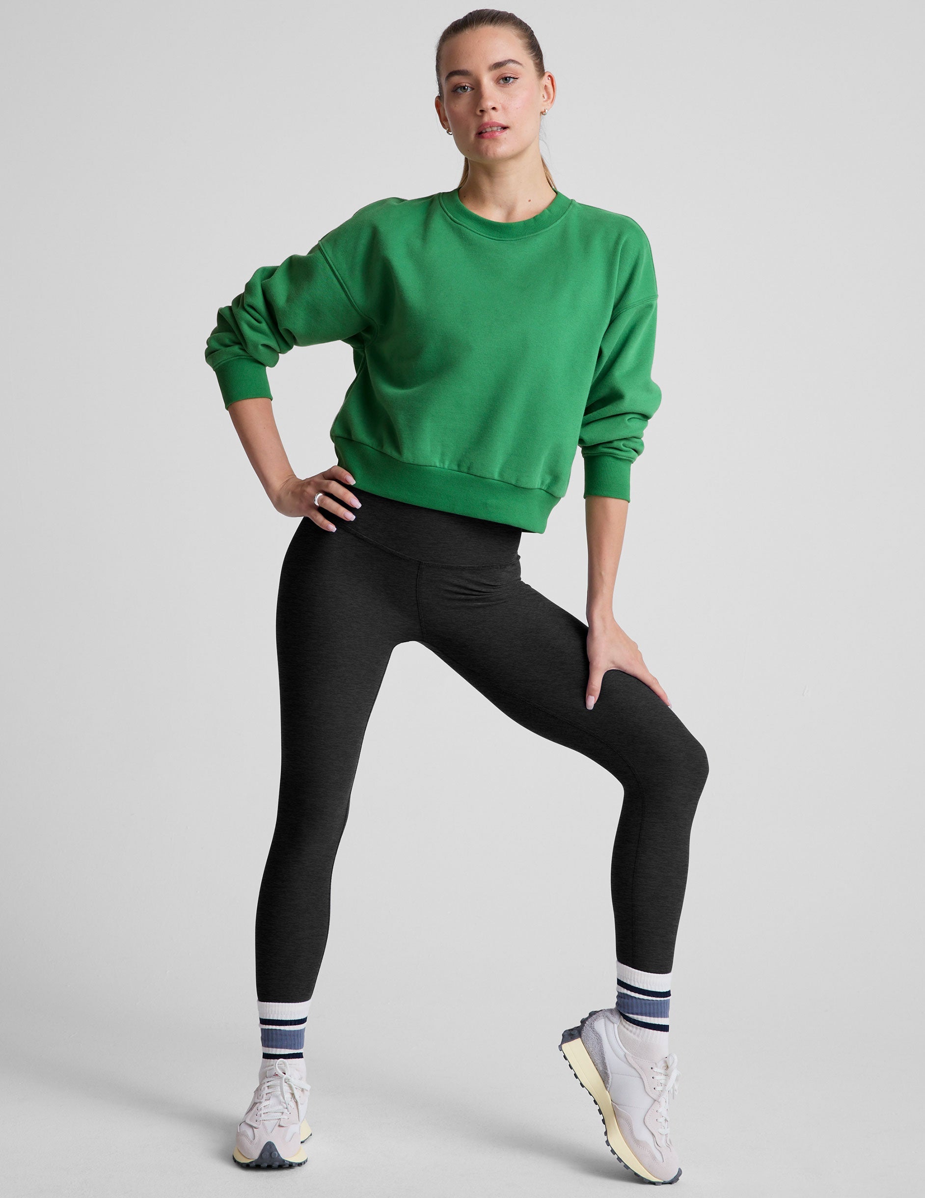 Cozy LuxeFleece Crewneck Sweatshirt: Relaxed Fit, Soft Home Court Green Comfort
