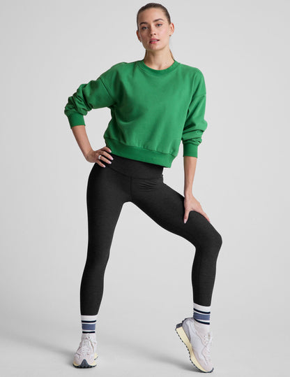 Cozy LuxeFleece Crewneck Sweatshirt: Relaxed Fit, Soft Home Court Green Comfort
