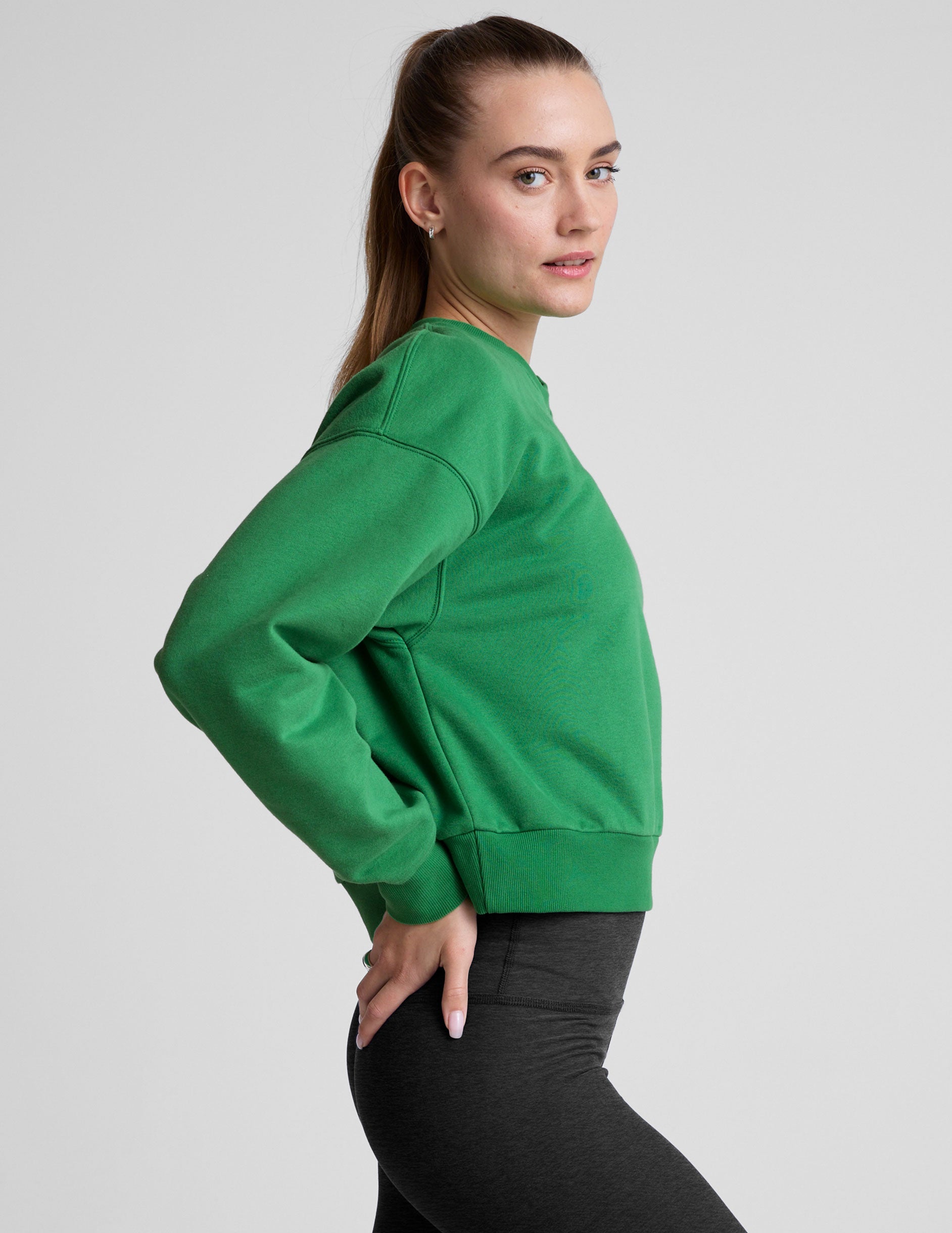 Cozy LuxeFleece Crewneck Sweatshirt: Relaxed Fit, Soft Home Court Green Comfort