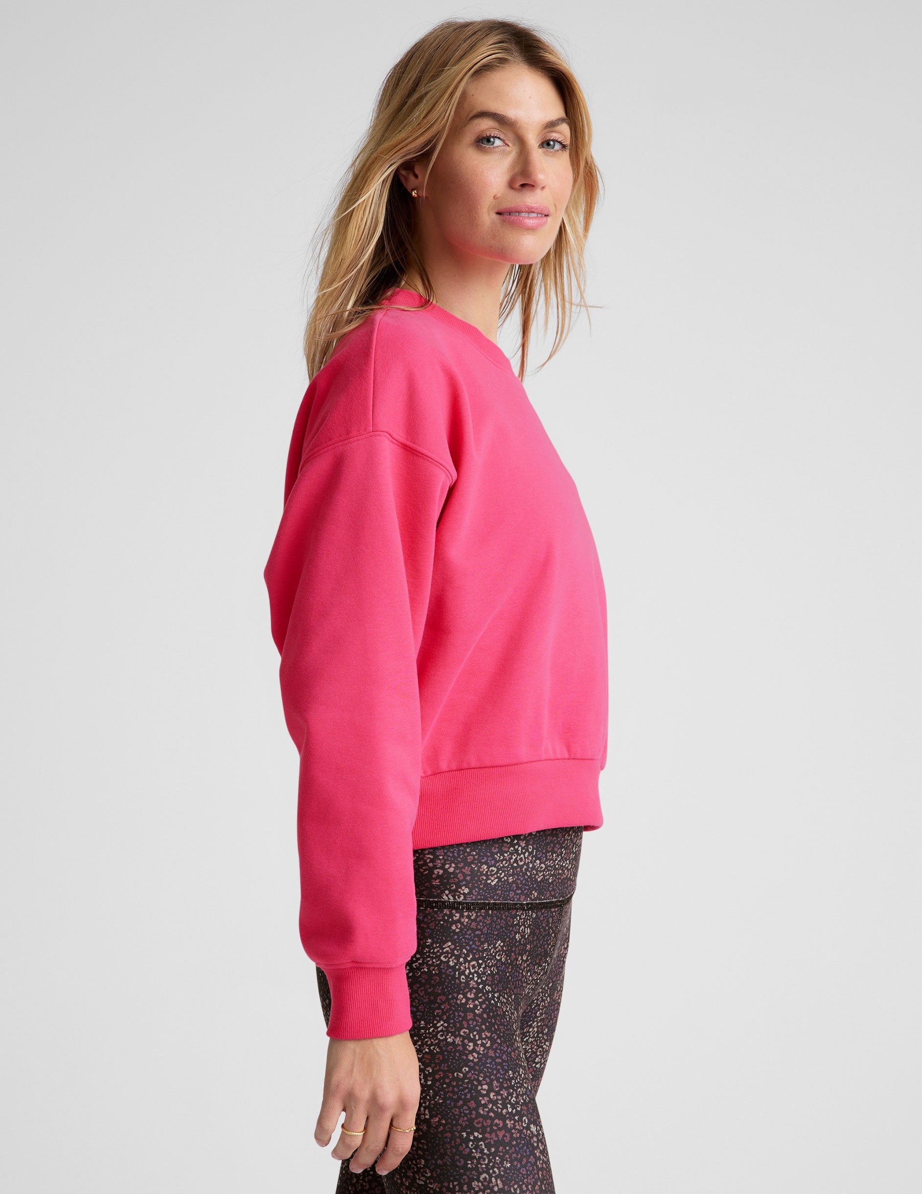 Ultra-Soft LuxeFleece Crewneck Sweatshirt: Relaxed Fit, Cozy, Comfortable, Vivid Pink