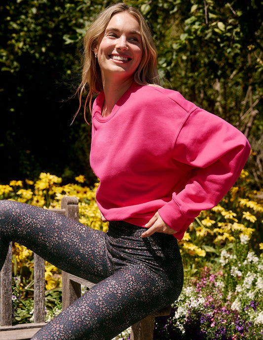 Ultra-Soft LuxeFleece Crewneck Sweatshirt: Relaxed Fit, Cozy, Comfortable, Vivid Pink