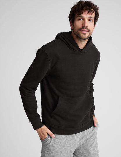 Ultimate Universal Fit Black Fleece Hoodie: Cozy Comfort, Ribbed Trim, Kangaroo Pocket