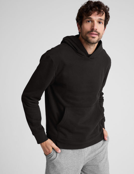 Ultimate Universal Fit Black Fleece Hoodie: Cozy Comfort, Ribbed Trim, Kangaroo Pocket