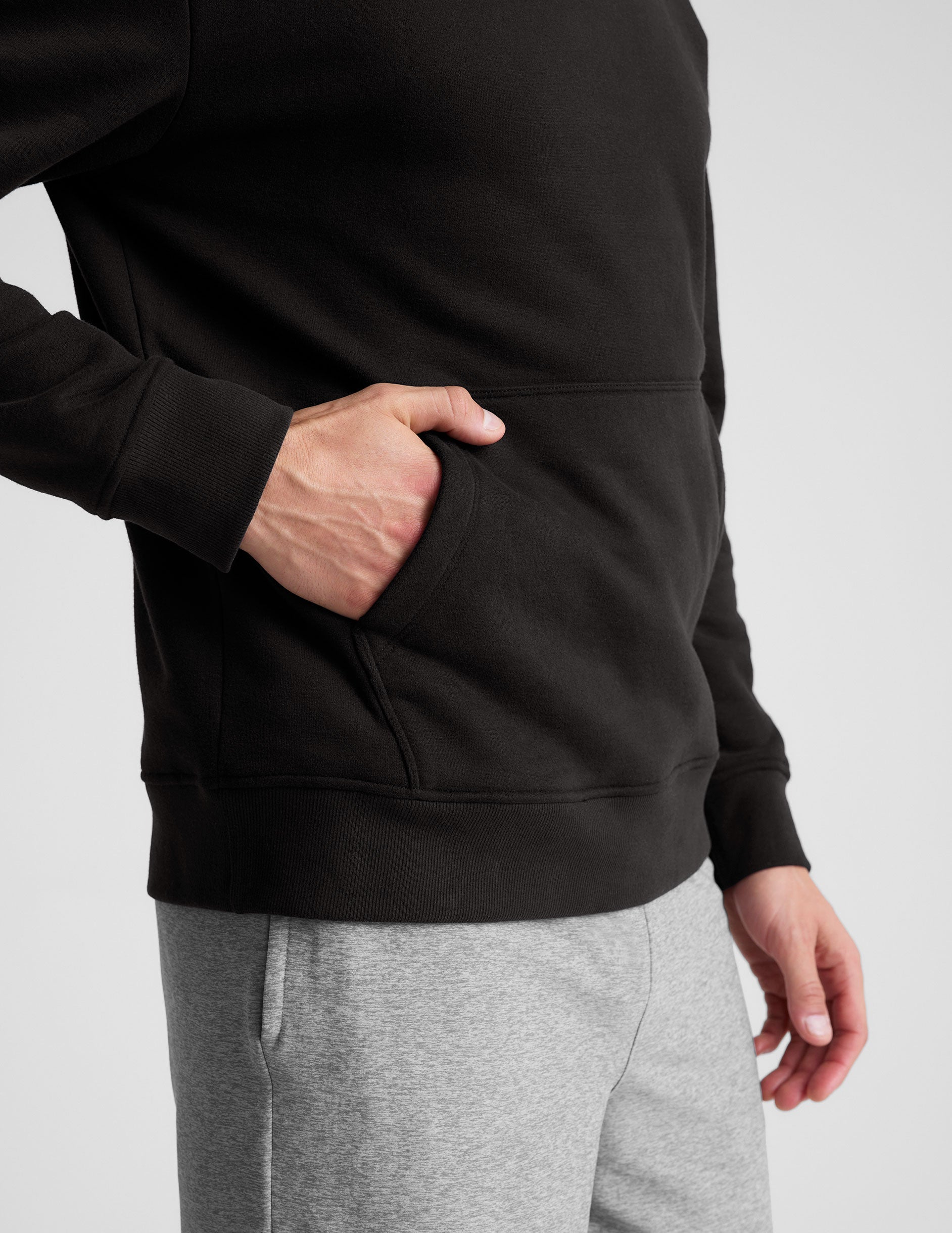 Ultimate Universal Fit Black Fleece Hoodie: Cozy Comfort, Ribbed Trim, Kangaroo Pocket