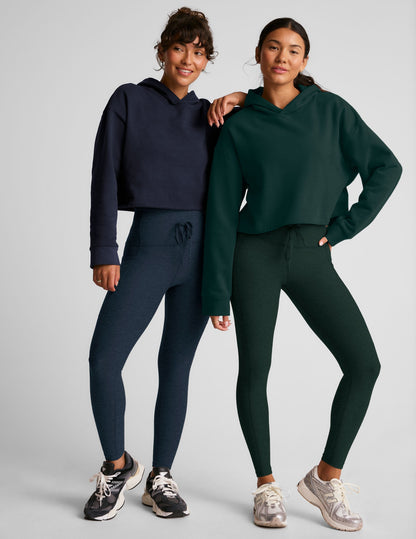 LuxeFleece Happiness Cropped Hoodie: Ultra-Soft Relaxed Fit Women's Active Lounge Top