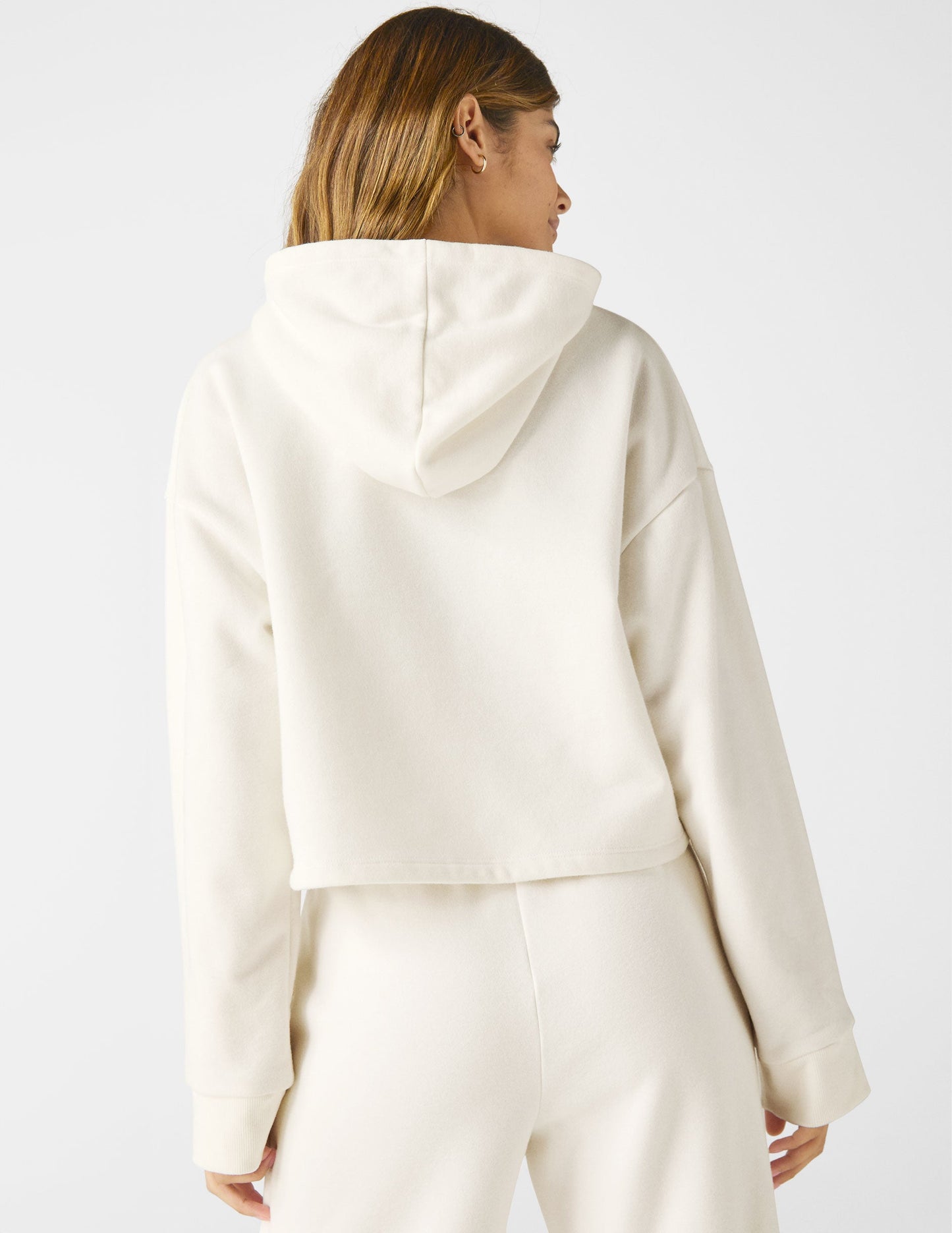 Cozy LuxeFleece Happiness Cropped Hoodie: Soft, Relaxed Fit, Dropped Shoulder Style