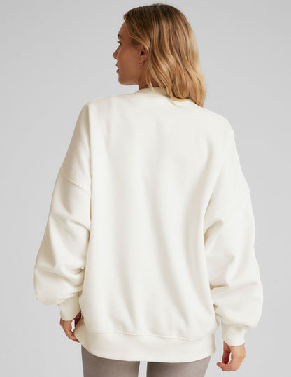 Women's LuxeFleece Oversized Ultra-Soft Cozy Crew Neck Relaxed Fit Sweatshirt
