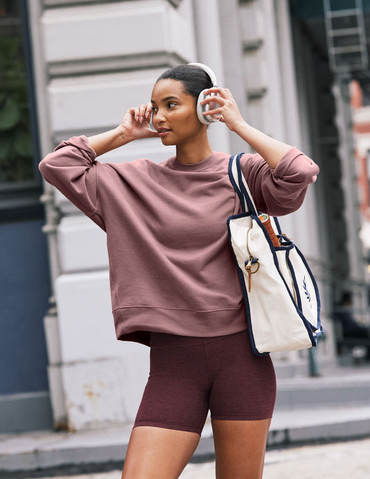 Rose Brush LuxeFleece Oversized Crewneck Sweatshirt - Soft & Cozy Comfort