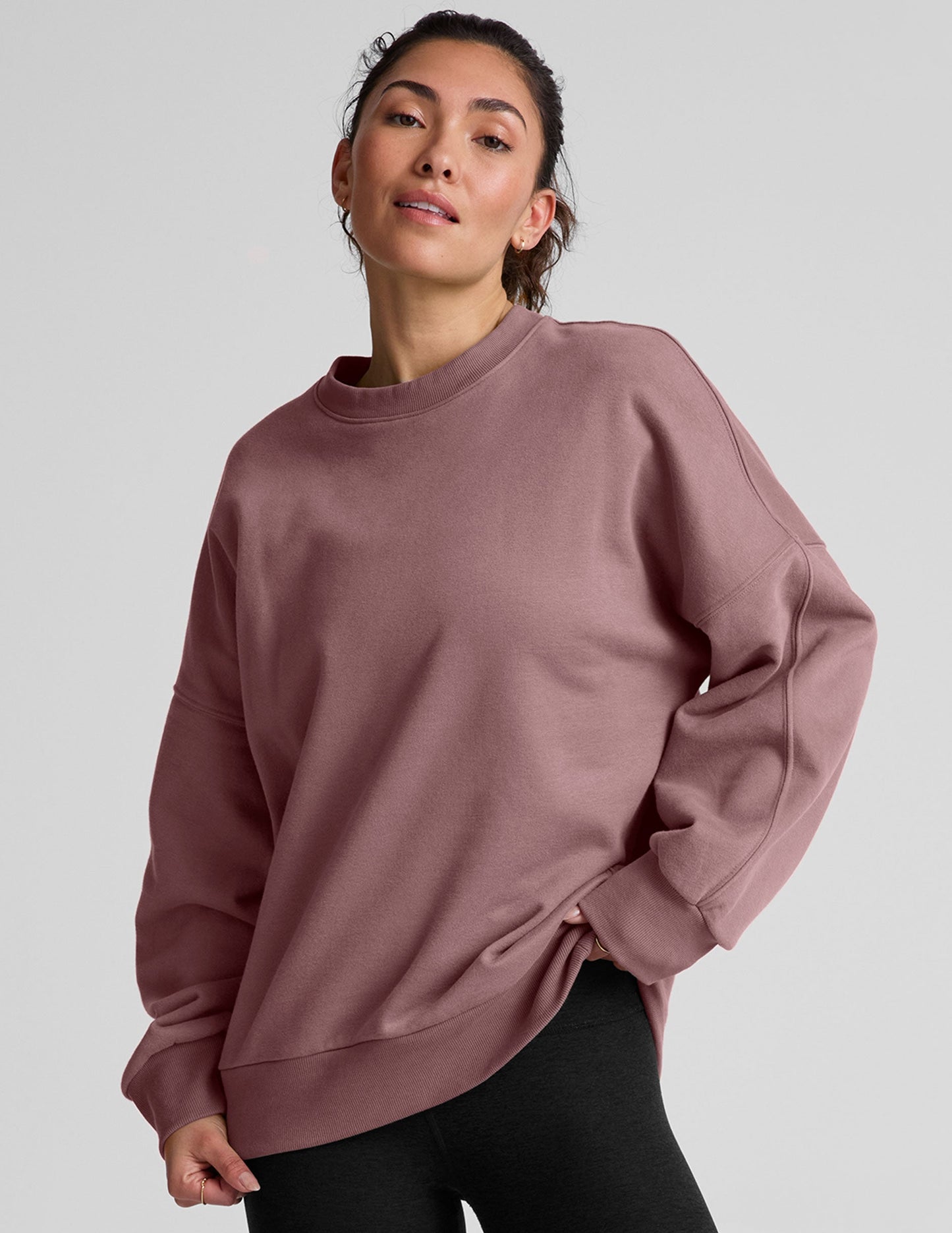 Rose Brush LuxeFleece Oversized Crewneck Sweatshirt - Soft & Cozy Comfort