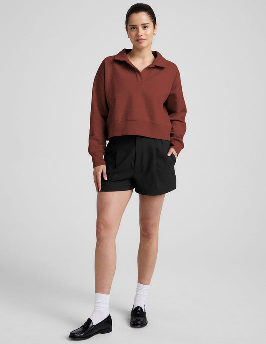 Luxurious LuxeFleece Collared Sweatshirt: Ultra-Soft, Cropped, Relaxed Fit Comfort